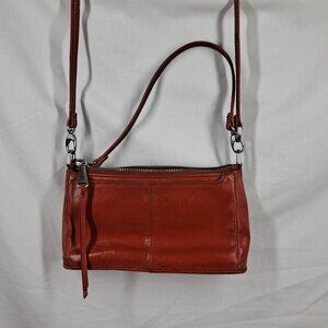 HOBO International Cadence Red Orange Leather Wristlet Demi Crossbody Purse Bag